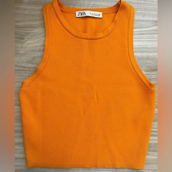 Zara | Tops | Zara Tightknit Orange Tank Small | Poshmark